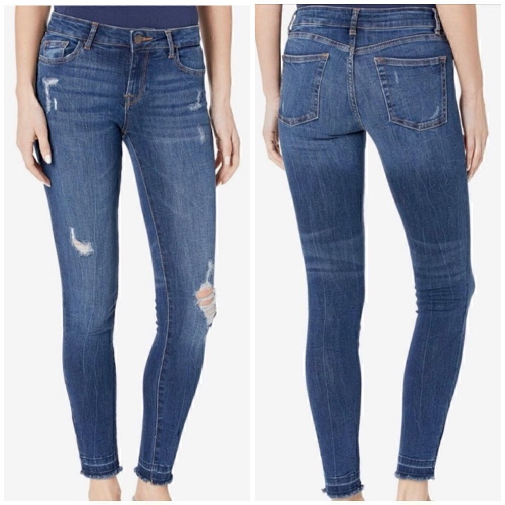 DL1961 Florence Intrasculpt Mid-rise Raw Hem Skinny Jeans (Strive) - 26